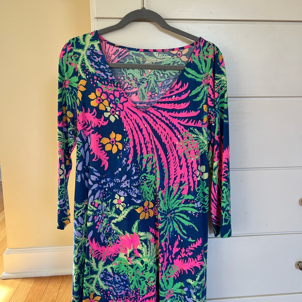 Lilly Pulitzer Blue and Green Patterned Fabric